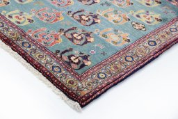 Backside of handmade New Lori rug showing knot structure and weave density