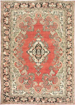 Full view of 1920s Mahal rug from Iran / Persia, 374 × 259 cm in Red tones