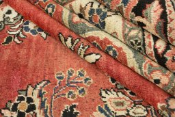 Full view of 1920s Mahal rug from Iran / Persia, 374 × 259 cm in Red tones