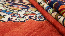 Full view of 1995s Mahal rug from Iran / Persia, 304 × 200 cm in Red tones