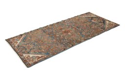 Corner detail of 1920s Malayer rug showing border pattern and Wool pile