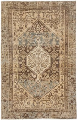 Full view of 1920s Malayer rug from Iran / Persia, 190 × 125 cm in Brown tones