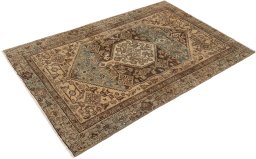 Full view of 1920s Malayer rug from Iran / Persia, 190 × 125 cm in Brown tones
