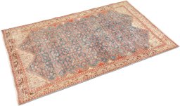 Corner detail of 1920s Malayer rug showing border pattern and Wool pile