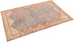 Close-up detail of 1920s Malayer rug from Iran / Persia showing Wool weave