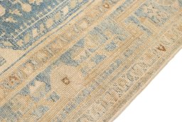 Close-up detail of 1920s Malayer rug from Iran / Persia showing Wool weave