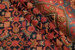 Full view of 1900s Malayer rug from Iran / Persia, 190 × 144 cm in Dark blue tones