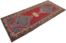 Corner detail of 1980s Malayer rug showing border pattern and Wool pile