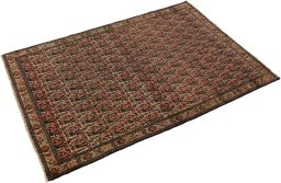 Close-up detail of 1900s Malayer rug from Iran / Persia showing Wool weave
