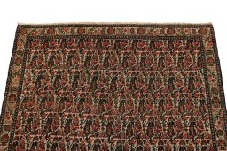 Surface texture of 1900s Malayer rug with natural Wool and intricate pattern