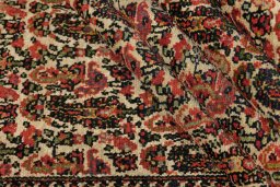 Full view of 1900s Malayer rug from Iran / Persia, 200 × 135 cm in Cream tones