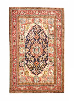 Full view of 1970s Malayer rug from Iran / Persia, 201 × 130 cm in Blue tones