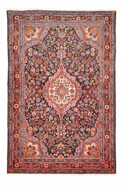 Full view of 1970s Malayer rug from Iran / Persia, 156 × 103 cm in Blue tones