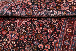 Full view of 1970s Malayer rug from Iran / Persia, 156 × 103 cm in Blue tones