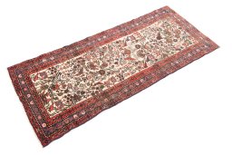 Corner detail of 1974s Malayer rug showing border pattern and Wool pile