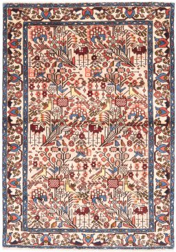 Full view of 1974s Malayer rug from Iran / Persia, 214 × 212 cm in White tones