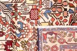 Close-up detail of 1974s Malayer rug from Iran / Persia showing Wool weave