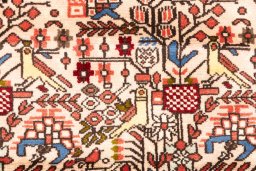 Full view of 1974s Malayer rug from Iran / Persia, 214 × 212 cm in White tones
