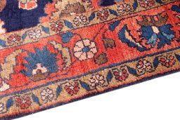 Backside of handmade 1979s Malayer rug showing knot structure and weave density