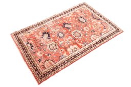 Corner detail of 1972s Malayer rug showing border pattern and Wool pile