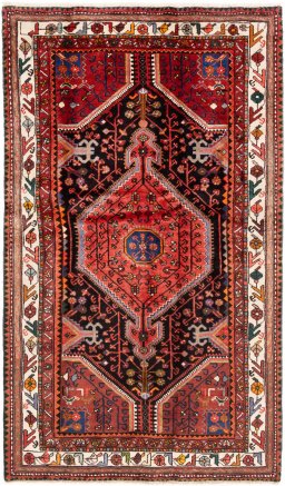 Full view of 1975s Malayer rug from Iran / Persia, 227 × 134 cm in Multi Color tones