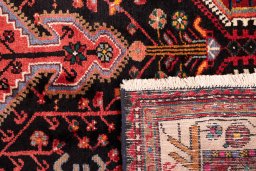 Full view of 1975s Malayer rug from Iran / Persia, 227 × 134 cm in Multi Color tones