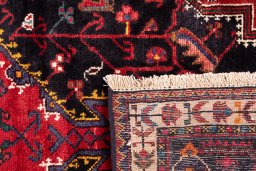 Full view of 1982s Malayer rug from Iran / Persia, 241 × 145 cm in Multi Color tones