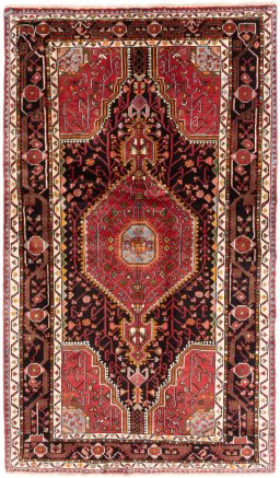 Full view of 1978s Malayer rug from Iran / Persia, 223 × 133 cm in Multi Color tones