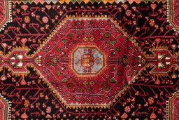 Full view of 1978s Malayer rug from Iran / Persia, 223 × 133 cm in Multi Color tones