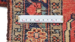 Full view of 1940s Mehraban rug from Iran / Persia, 125 × 75 cm in Red tones