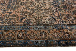 Corner detail of 1930s Mehraban rug showing border pattern and Wool pile
