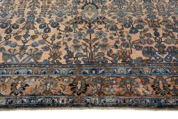 Full view of 1930s Mehraban rug from Iran / Persia, 410 × 332 cm in Red tones