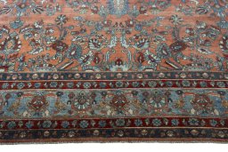 Full view of 1930s Mehraban rug from Iran / Persia, 690 × 375 cm in Red tones