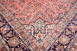Close-up detail of 2000s Mehraban rug from Iran / Persia showing Wool weave