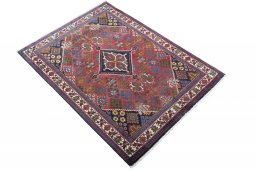Close-up detail of 2000s Meymeh rug from Iran / Persia showing Wool weave