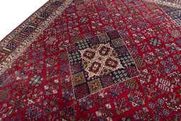 Backside of handmade 1970s Meymeh rug showing knot structure and weave density