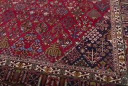 Close-up detail of 1970s Meymeh rug from Iran / Persia showing Wool weave