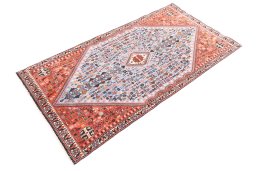 Full view of 1975s Meymeh rug from Iran / Persia, 188 × 98 cm in Blue tones