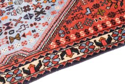 Surface texture of 1975s Meymeh rug with natural Wool and intricate pattern