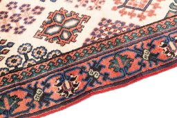 Backside of handmade 1999s Meymeh rug showing knot structure and weave density
