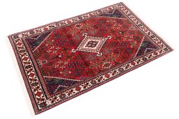 Corner detail of 1977s Meymeh rug showing border pattern and Wool pile