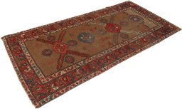 Corner detail of 1900s Sarab rug showing border pattern and Wool pile