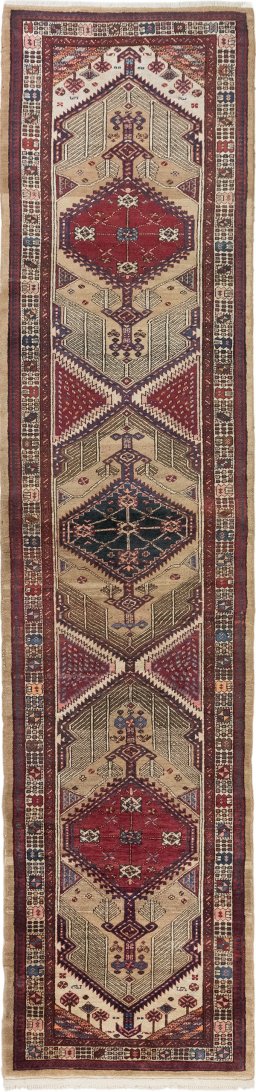 Full view of 1920s Sarab rug from Iran / Persia, 460 × 109 cm in Brown tones
