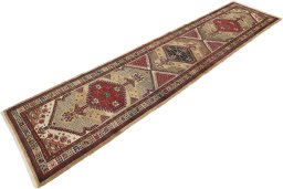 Corner detail of 1920s Sarab rug showing border pattern and Wool pile