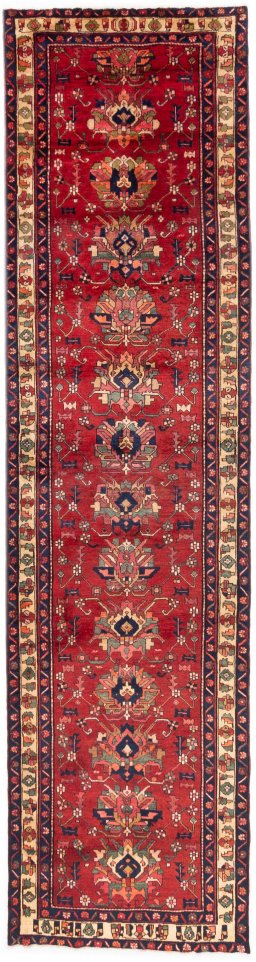Full view of 2000s Sarab rug from Iran / Persia, 445 × 116 cm in Red tones