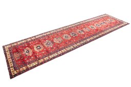 Corner detail of 2000s Sarab rug showing border pattern and Wool pile