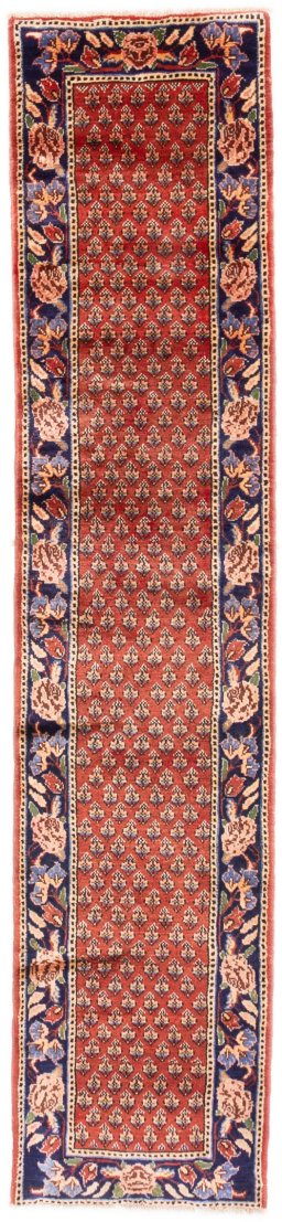 Full view of 1989s Sarab rug from Iran / Persia, 280 × 62 cm in Red tones