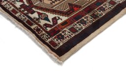 Backside of handmade 2000s Sarab rug showing knot structure and weave density