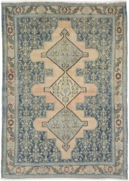 Full view of 1920s Senneh rug from Iran / Persia, 162 × 115 cm in Blue tones