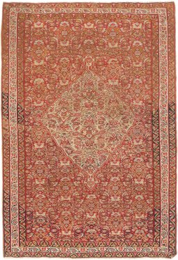 Full view of 1900s Senneh rug from Iran / Persia, 182 × 125 cm in Red tones